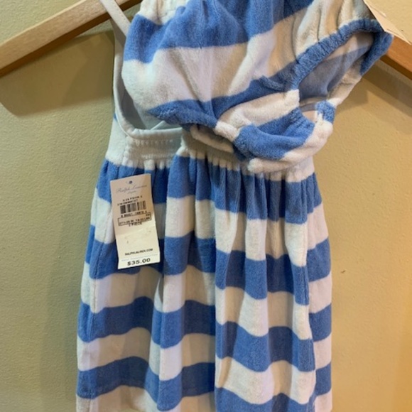NWT'S Ralph Lauren Terry Cloth Blue/ White Stripe Halter Dress- 2 Piece 12 MTH - Picture 4 of 4